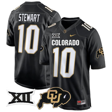 Personalized CB Big 12 XII Patch Game Jersey V2 - Black / Kordell Stewart Stitched
