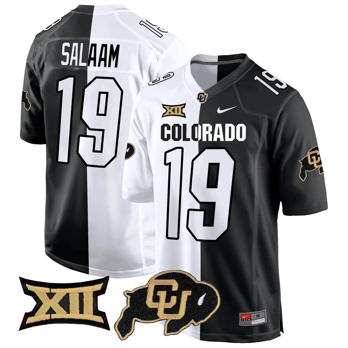 Personalized CB Big 12 XII Patch Game Jersey V2 - Stripeout / Rashaan Salaam Stitched