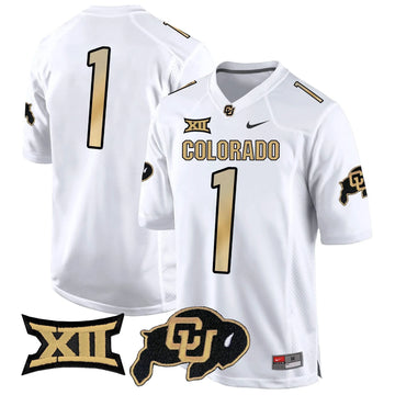 Personalized CB Big 12 XII Patch Game Jersey V2 - White / #1 Team Stitched