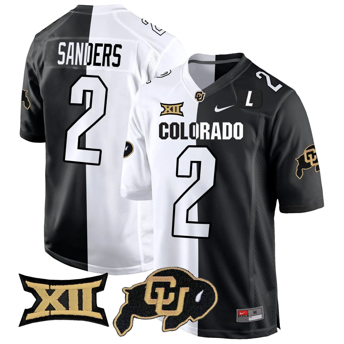 Personalized CB Big 12 XII Patch Game Jersey V2 - Stripeout / Shedeur Sanders Stitched