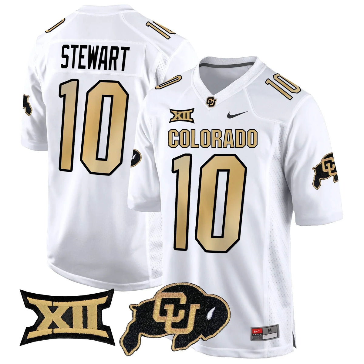 Personalized CB Big 12 XII Patch Game Jersey V2 - White / Kordell Stewart Stitched