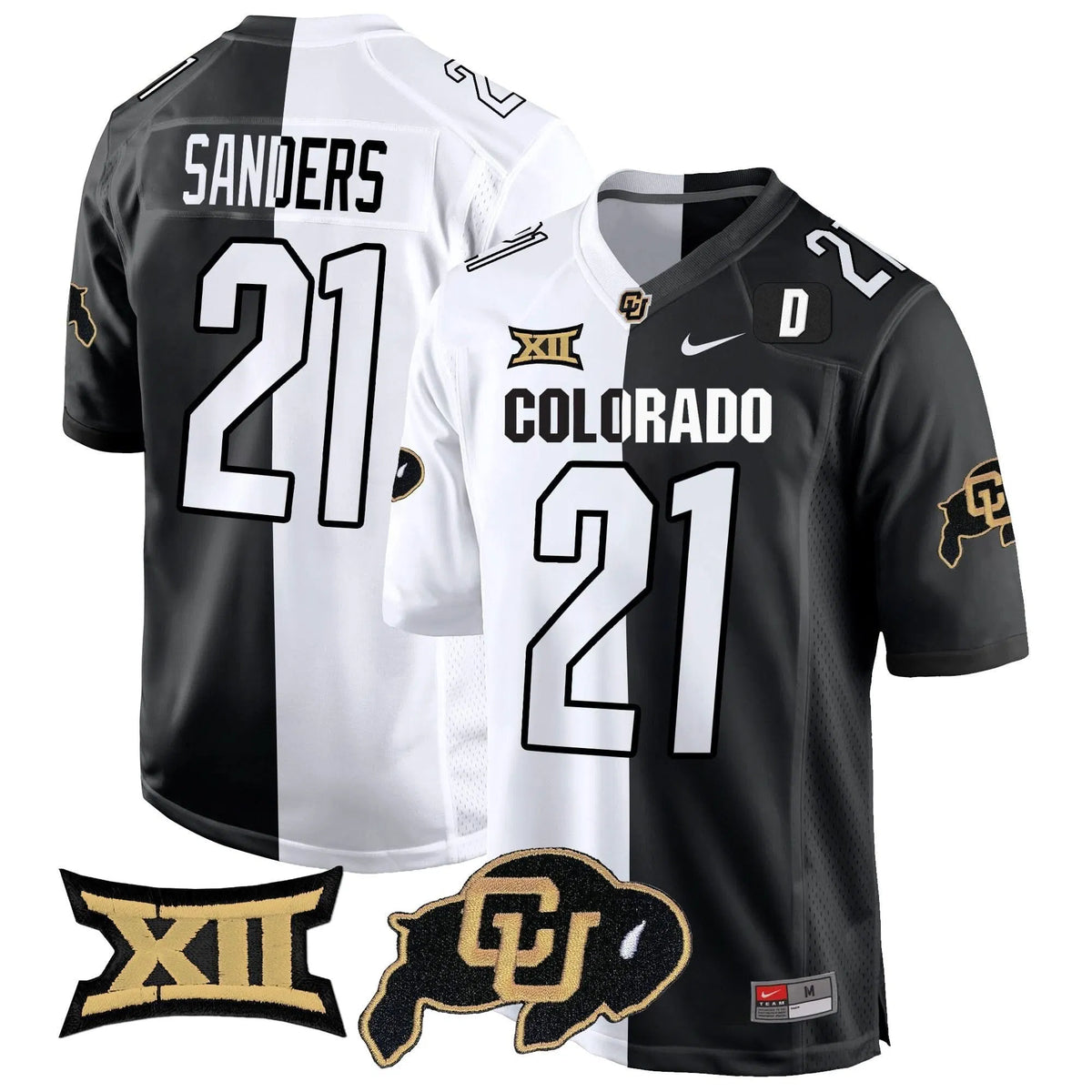 Personalized CB Big 12 XII Patch Game Jersey V2 - Stripeout / Shilo Sanders Stitched