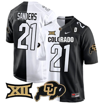 Personalized CB Big 12 XII Patch Game Jersey V2 - Stripeout / Shilo Sanders Stitched
