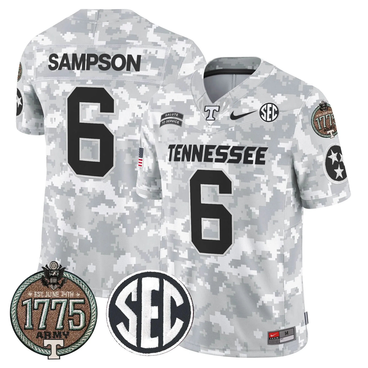 Personalized TV 2026 Salute to Service Establishment Year Patch Vapor Limited Jersey - Army / Dylan Sampson Stitched