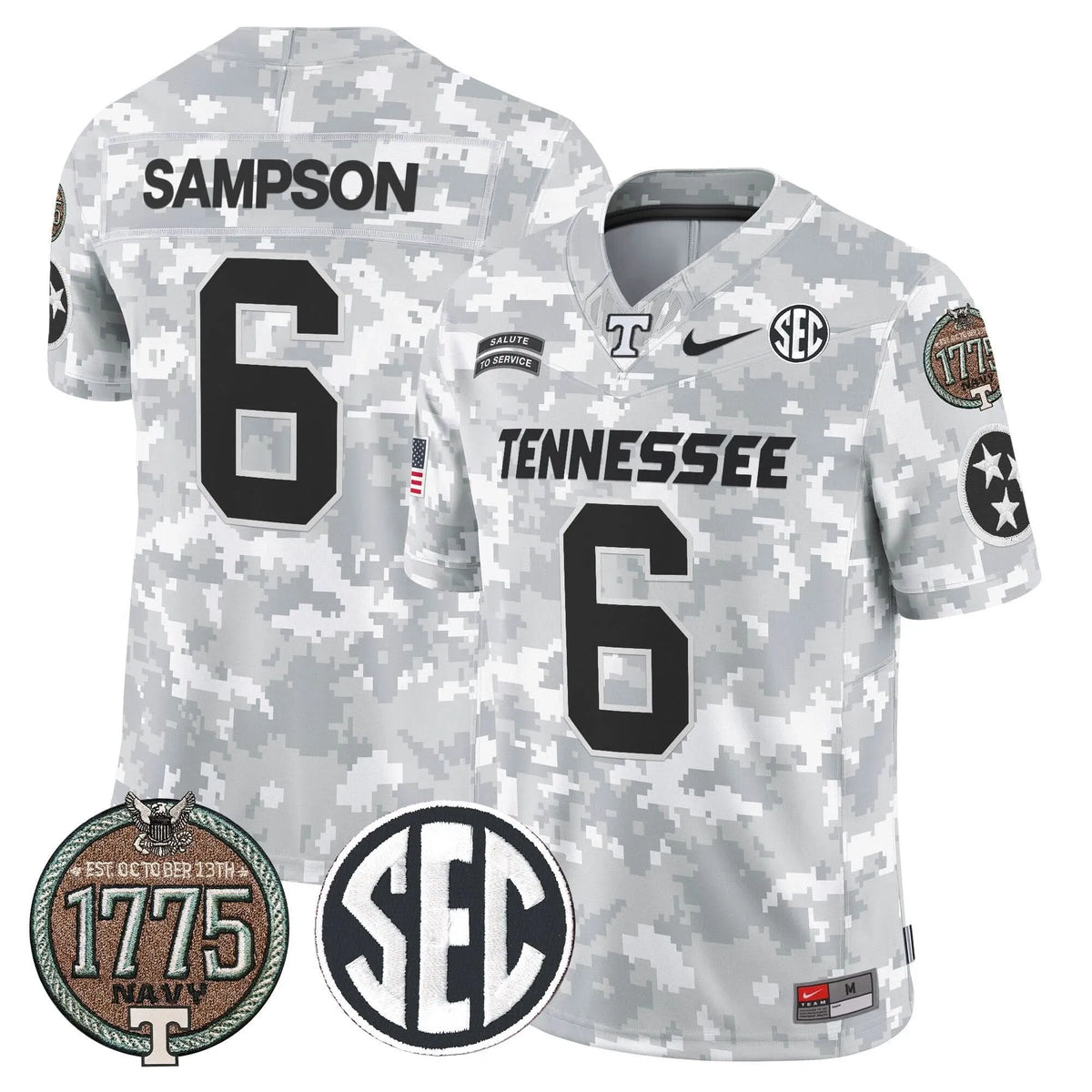 Personalized TV 2026 Salute to Service Establishment Year Patch Vapor Limited Jersey - Navy / Dylan Sampson Stitched