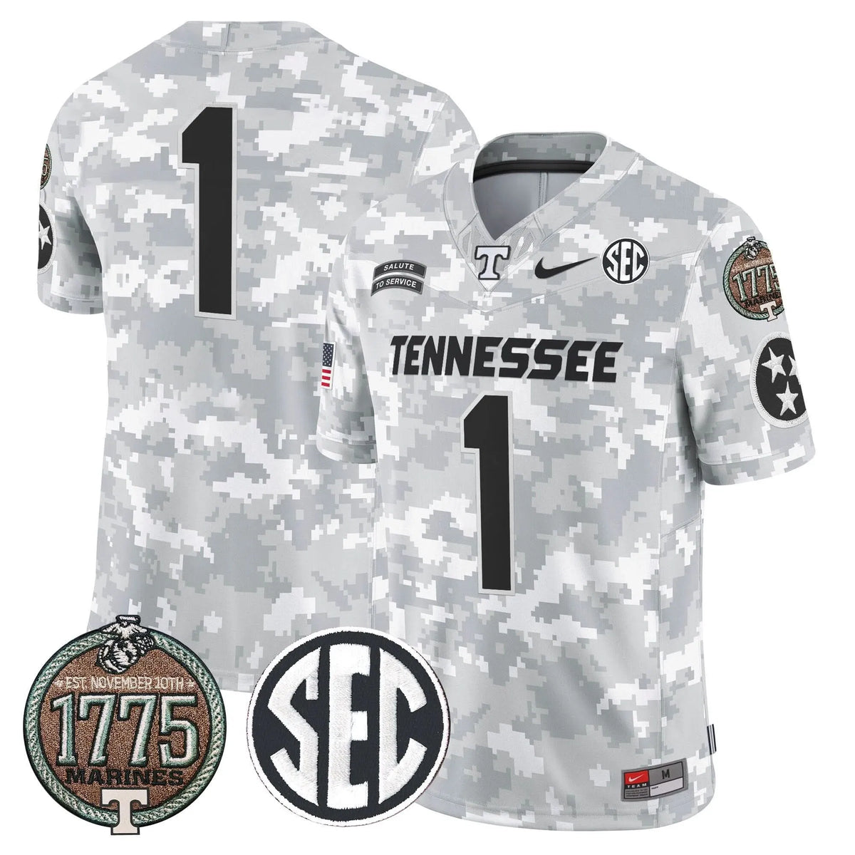 Personalized TV 2026 Salute to Service Establishment Year Patch Vapor Limited Jersey - Marines / #1 Team Stitched