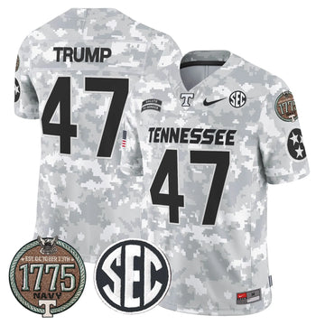 Personalized TV 2026 Salute to Service Establishment Year Patch Vapor Limited Jersey - Navy / Trump Stitched