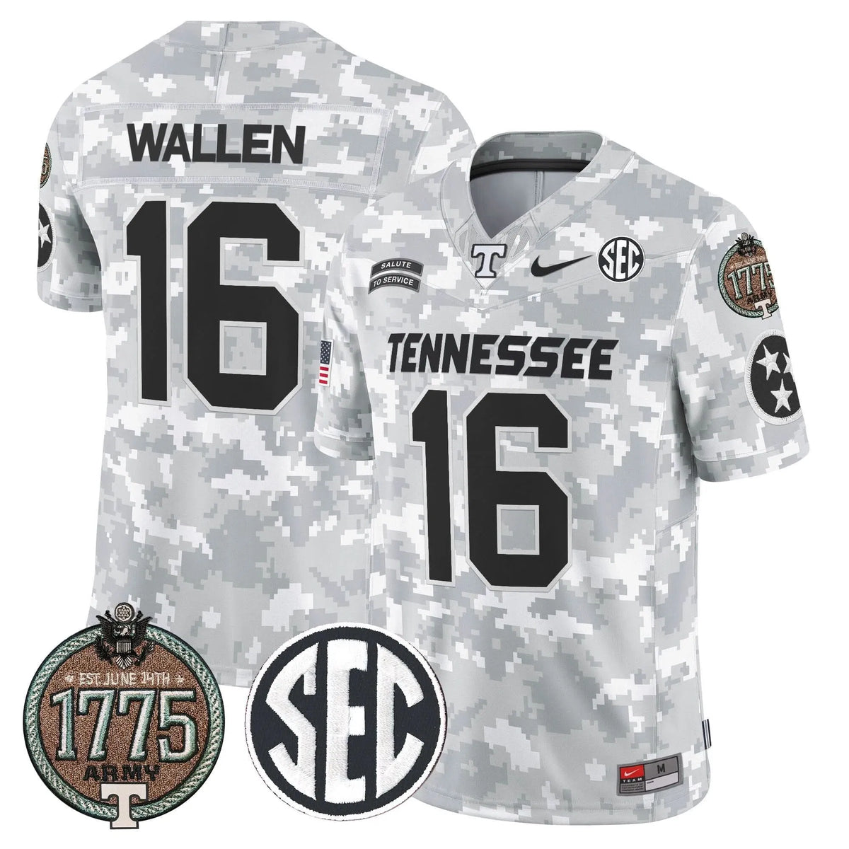 Personalized TV 2026 Salute to Service Establishment Year Patch Vapor Limited Jersey - Army / Morgan Wallen Stitched