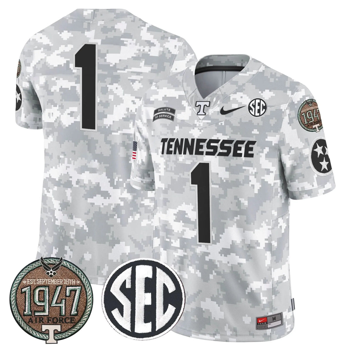 Personalized TV 2026 Salute to Service Establishment Year Patch Vapor Limited Jersey - Air Force / #1 Team Stitched