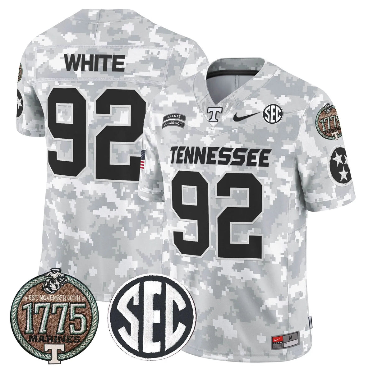 Personalized TV 2026 Salute to Service Establishment Year Patch Vapor Limited Jersey - Marines / Reggie White Stitched