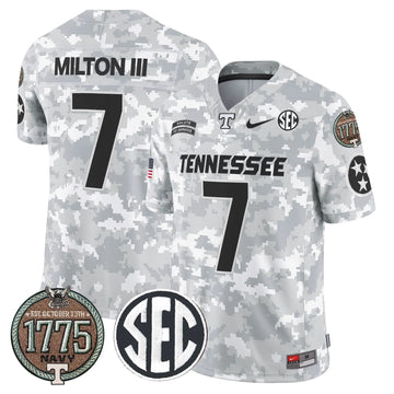 Personalized TV 2026 Salute to Service Establishment Year Patch Vapor Limited Jersey - Navy / Joe Milton III Stitched
