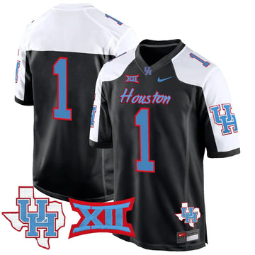 Personalized HOU 2026 Game Jersey - Black Alternate / #1 Team Stitched