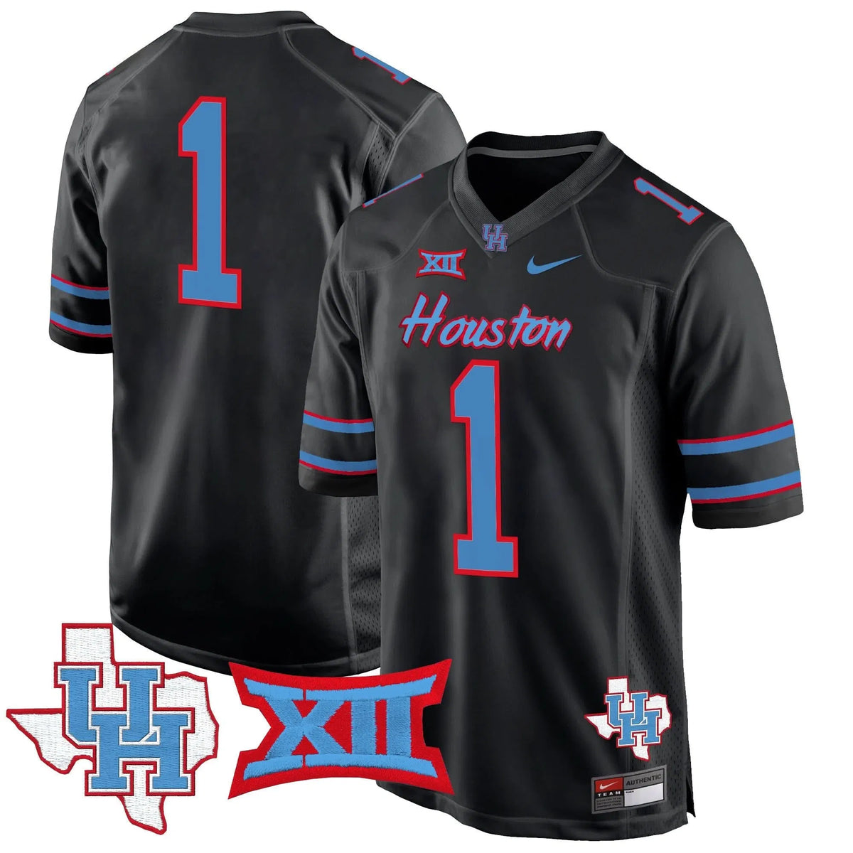 Personalized HOU 2026 Game Jersey - Black / #1 Team Stitched