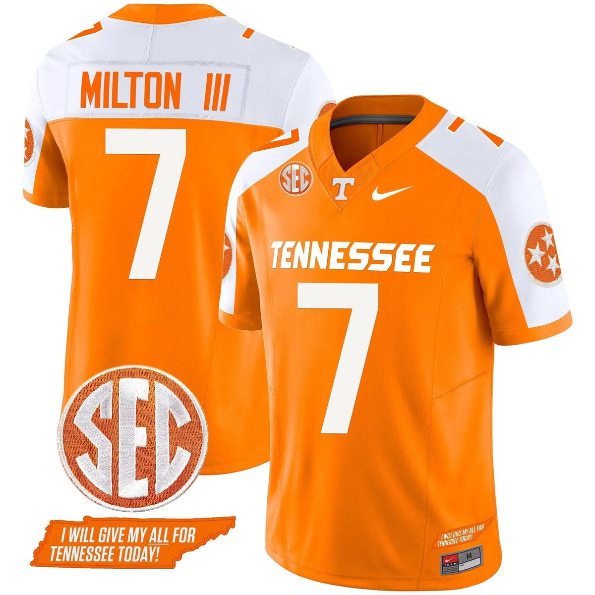 Personalized TV 2026 Vapor Limited Jersey V3 - Orange Alternate / Joe Milton III Stitched