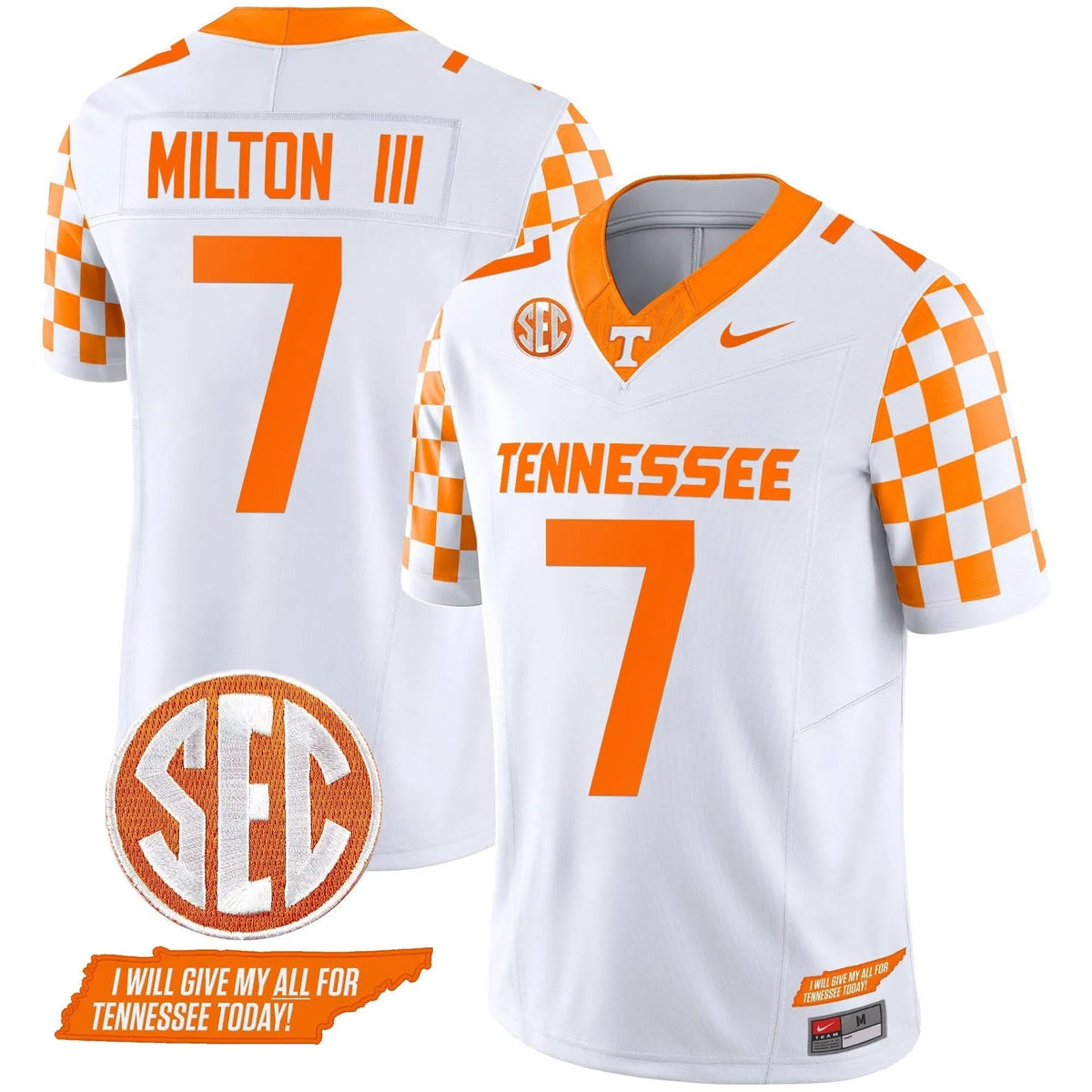 Personalized TV 2026 Checkerboard Vapor Limited Jersey V2 - White / Joe Milton III Stitched