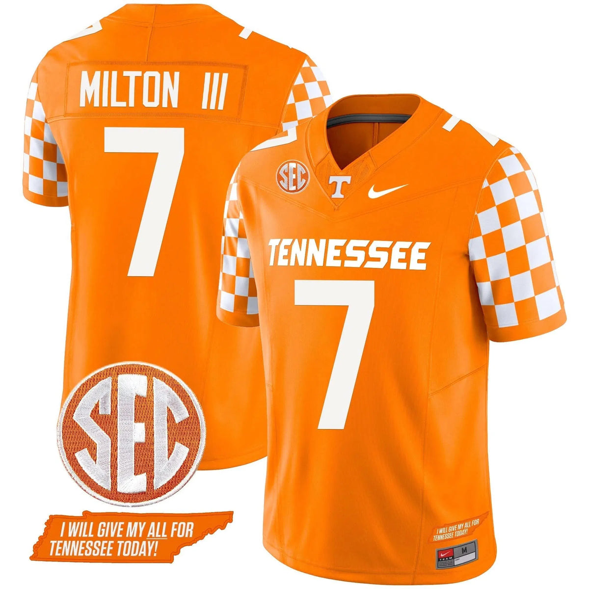 Personalized TV 2026 Checkerboard Vapor Limited Jersey V2 - Orange / Joe Milton III Stitched