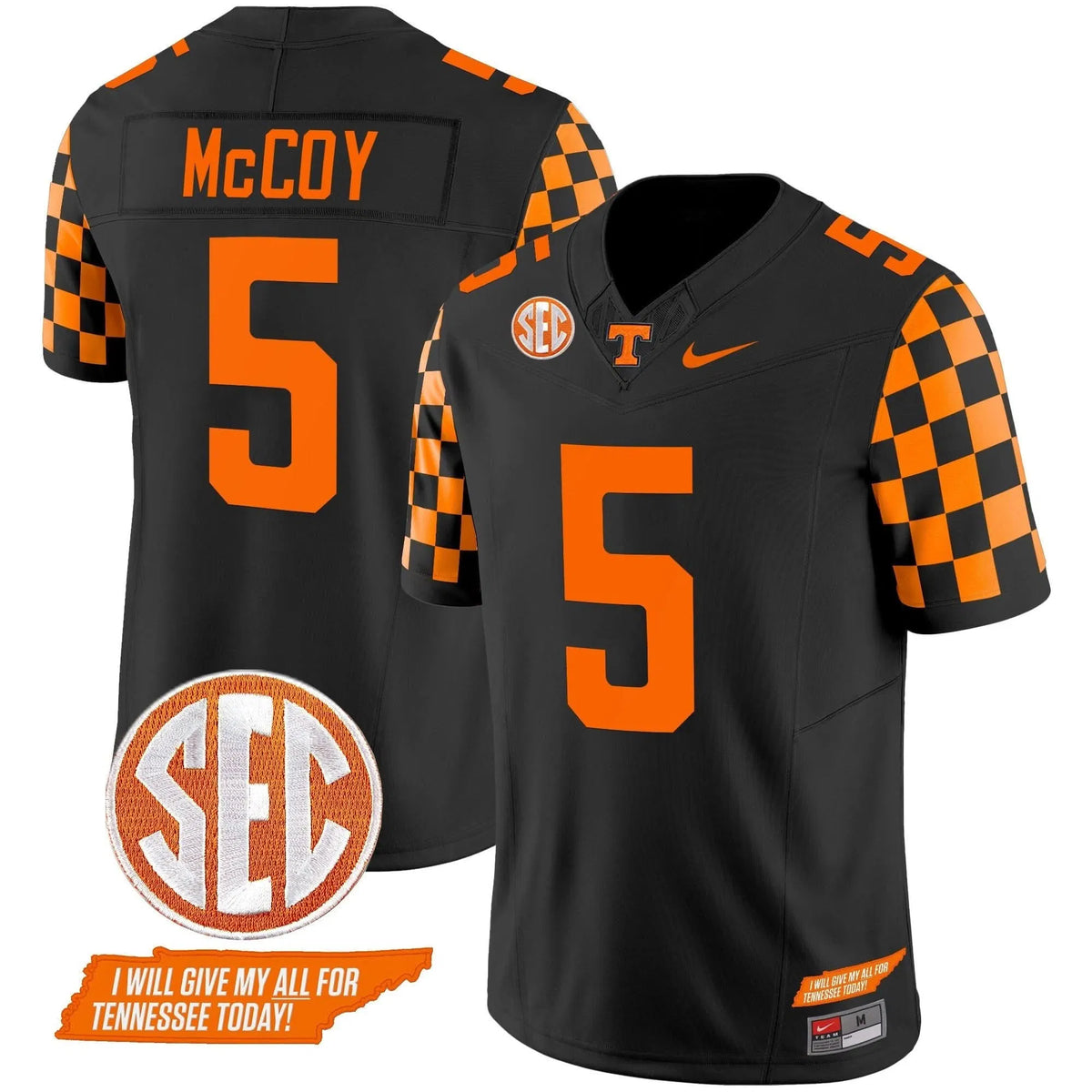 Personalized TV 2026 Checkerboard Vapor Limited Jersey V2 - Black / Bru McCoy Stitched