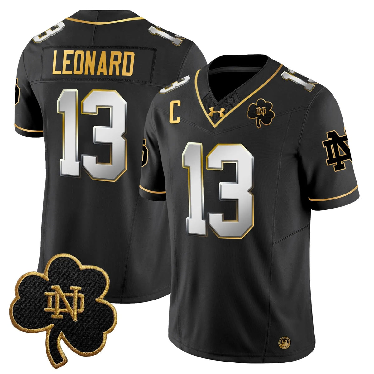 Personalized NDFI 2026 Gold Vapor Limited Jersey - Black Limited / Riley Leonard Stitched