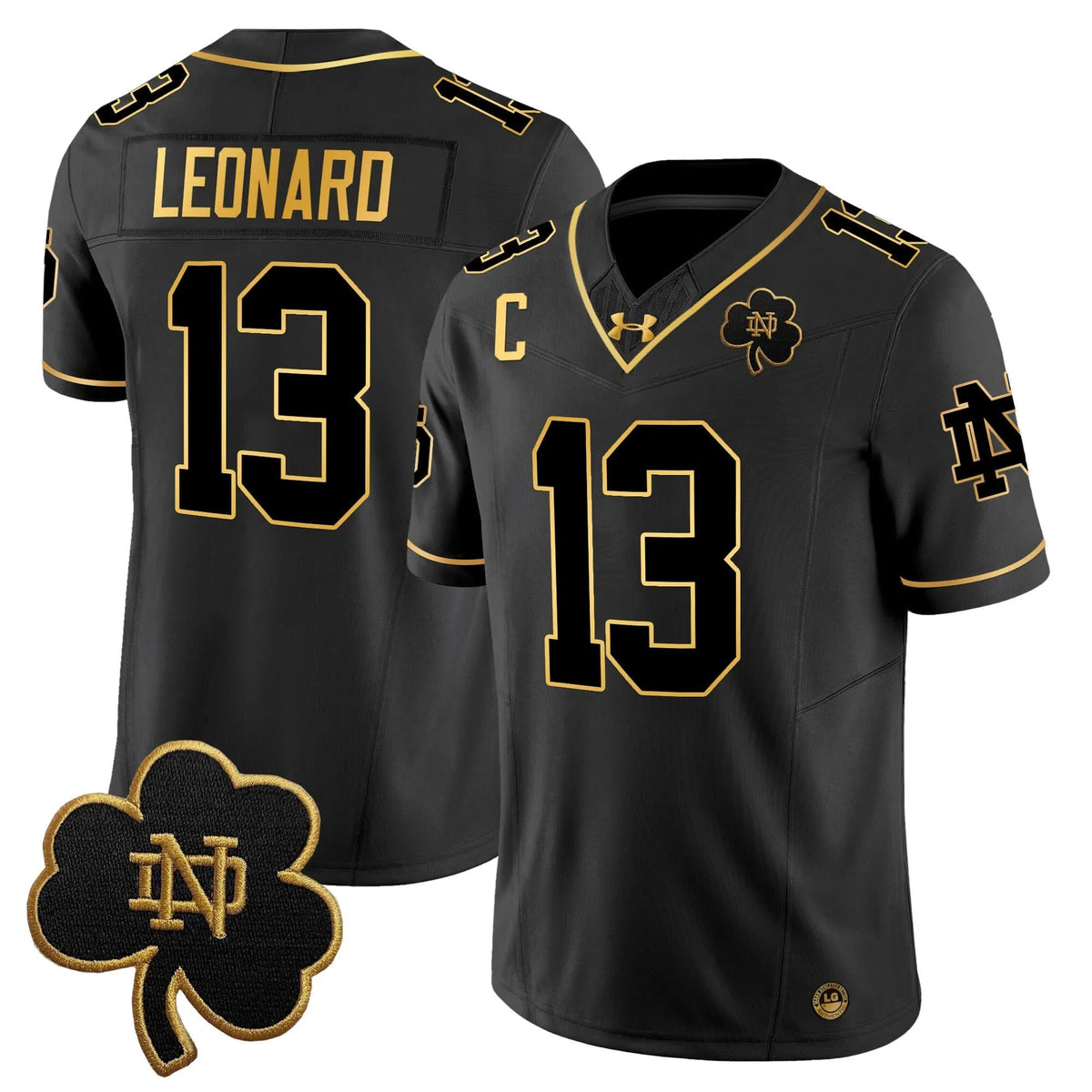 Personalized NDFI 2026 Gold Vapor Limited Jersey - Black Gold / Riley Leonard Stitched