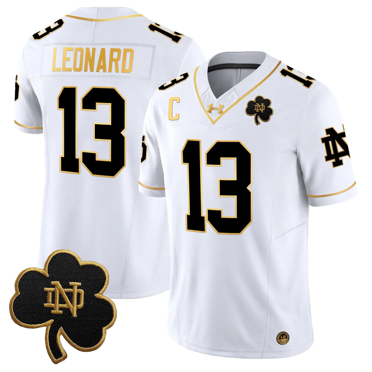 Personalized NDFI 2026 Gold Vapor Limited Jersey - White Gold / Riley Leonard Stitched