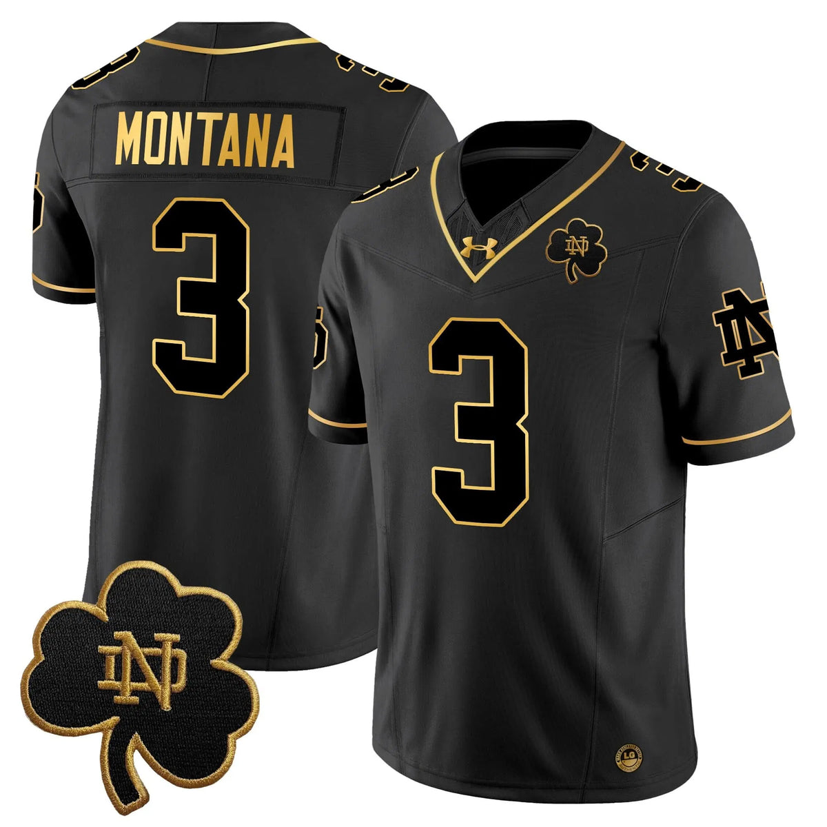Personalized NDFI 2026 Gold Vapor Limited Jersey - Black Gold / Joe Montana Stitched