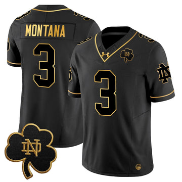Personalized NDFI 2026 Gold Vapor Limited Jersey - Black Gold / Joe Montana Stitched