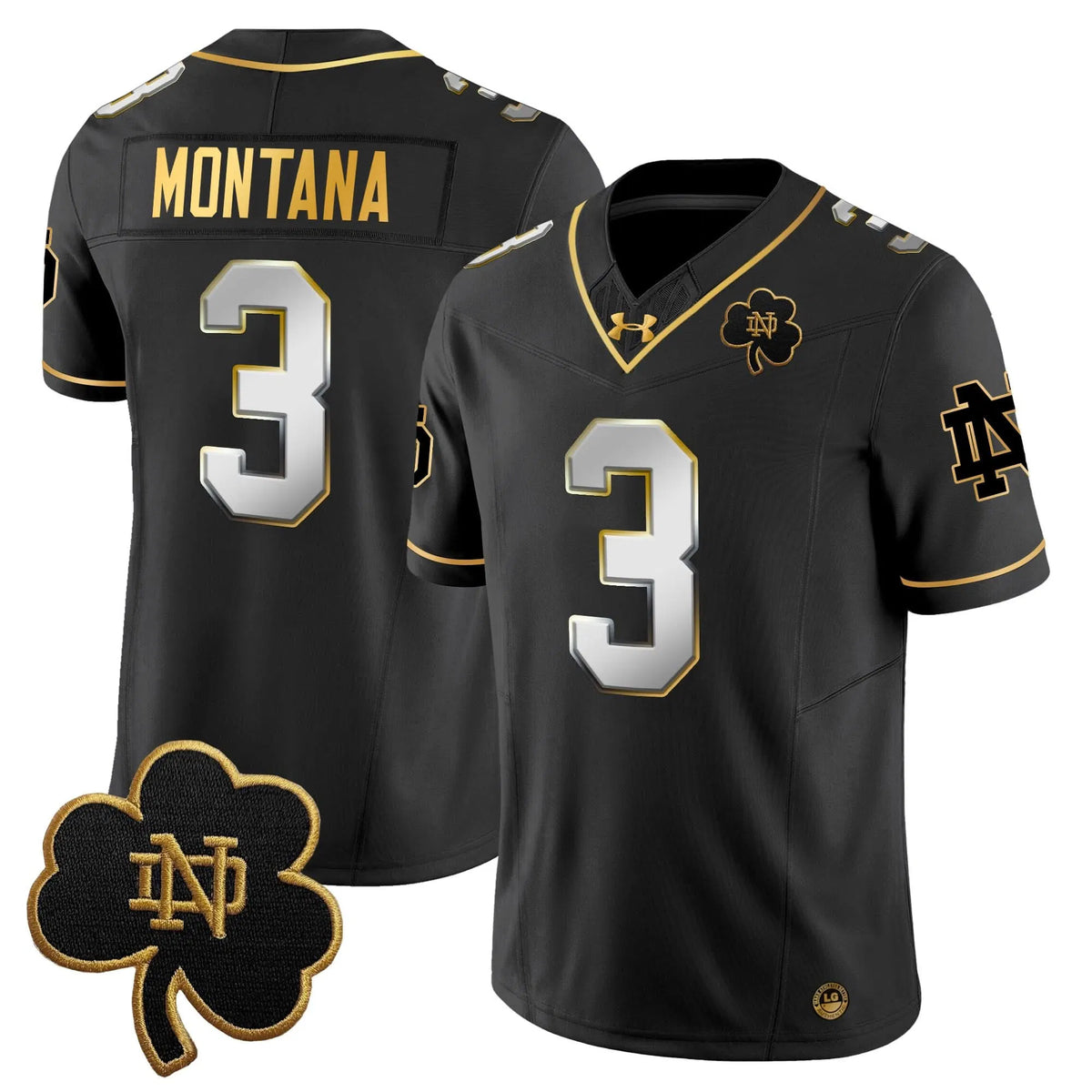 Personalized NDFI 2026 Gold Vapor Limited Jersey - Black Limited / Joe Montana Stitched