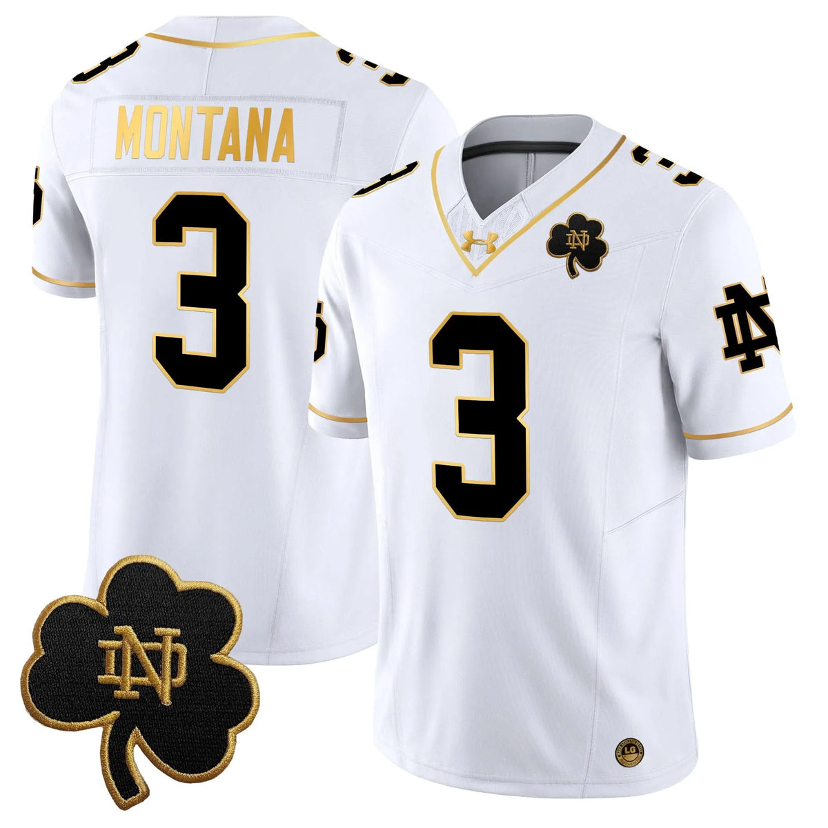 Personalized NDFI 2026 Gold Vapor Limited Jersey - White Gold / Joe Montana Stitched