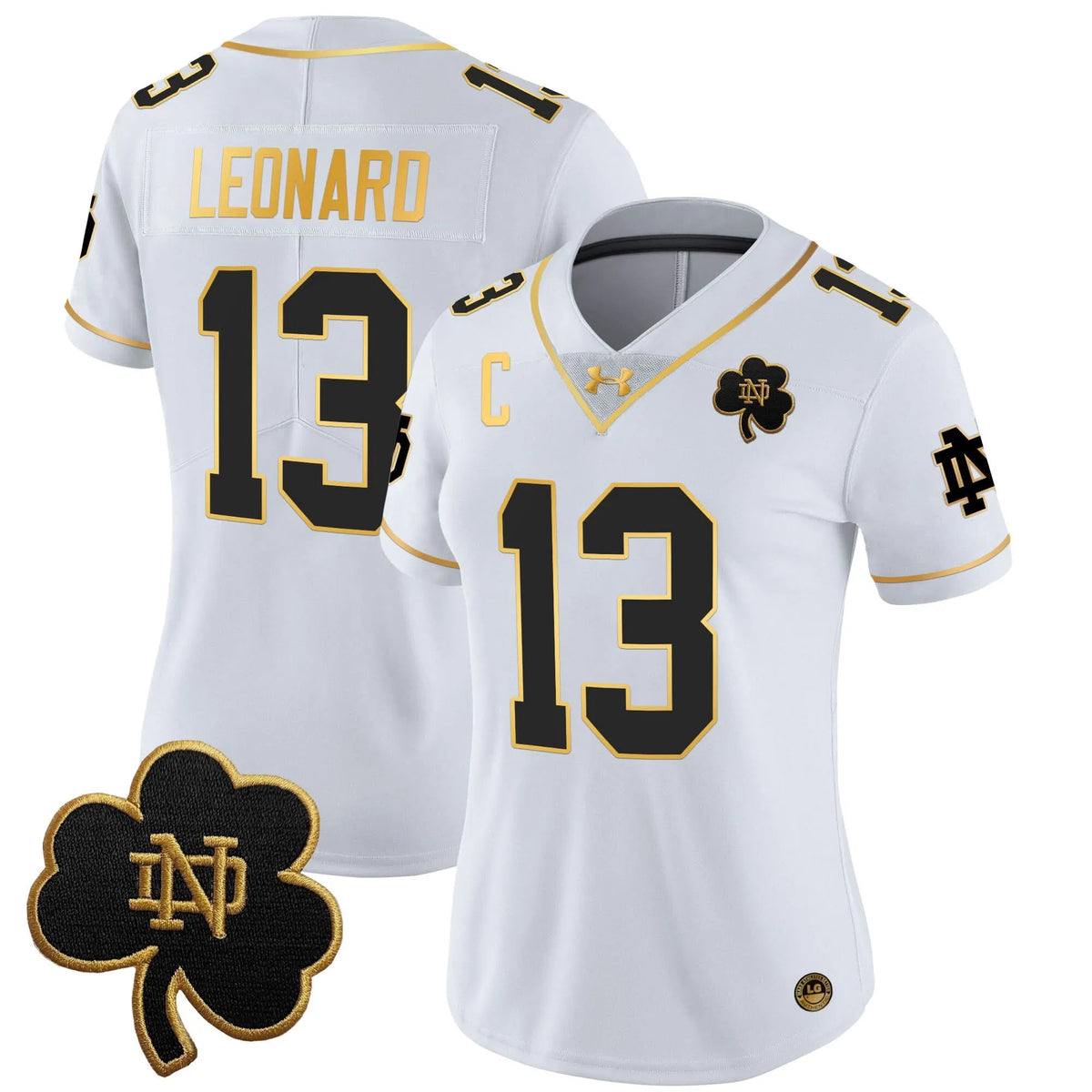 Personalized Women's NDFI 2026 Gold Vapor Limited Jersey - Stitched - White Gold / Riley Leonard Stitched