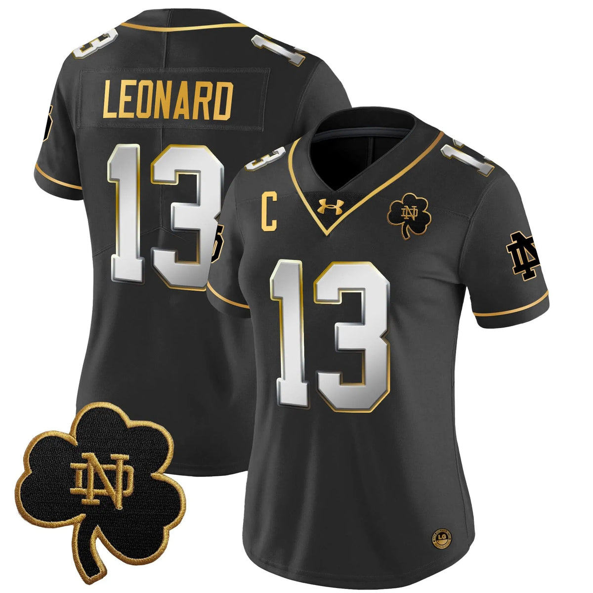 Personalized Women's NDFI 2026 Gold Vapor Limited Jersey - Stitched - Black Limited / Riley Leonard Stitched