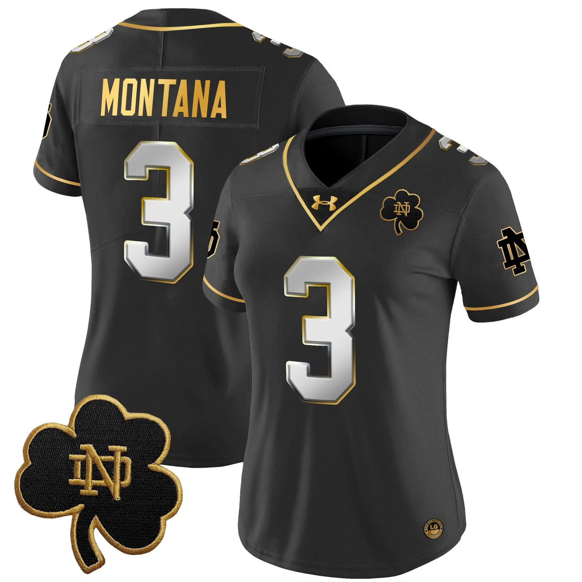 Personalized Women's NDFI 2026 Gold Vapor Limited Jersey - Stitched - Black Limited / Joe Montana Stitched