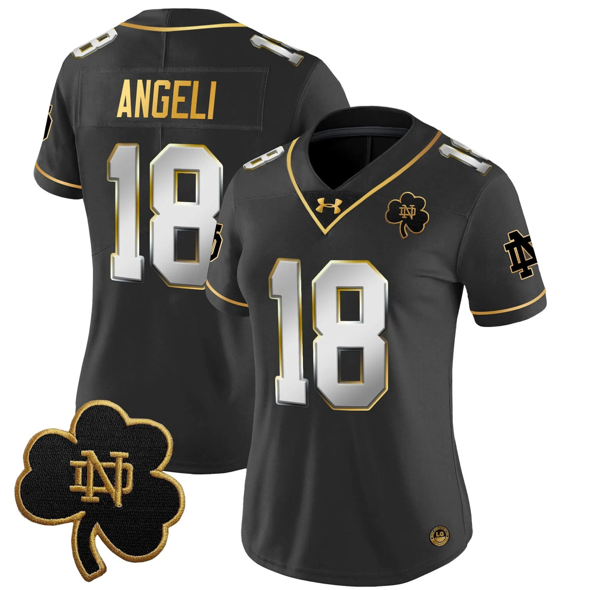 Personalized Women's NDFI 2026 Gold Vapor Limited Jersey - Stitched - Black Limited / Steve Angeli Stitched