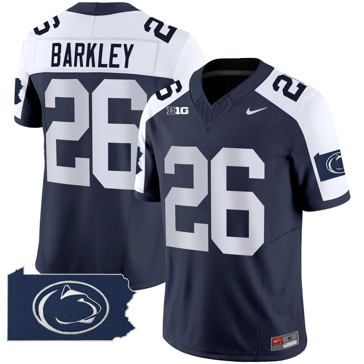 Personalized PSU 2026 Home Patch Vapor Limited Jersey - Navy Alternate / Saquon Barkley Stitched
