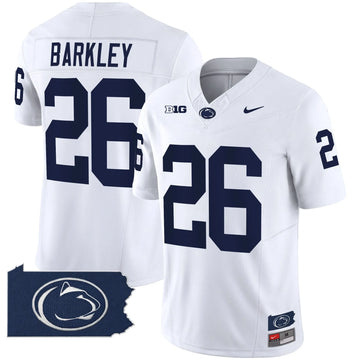 Personalized PSU 2026 Home Patch Vapor Limited Jersey - White / Saquon Barkley Stitched