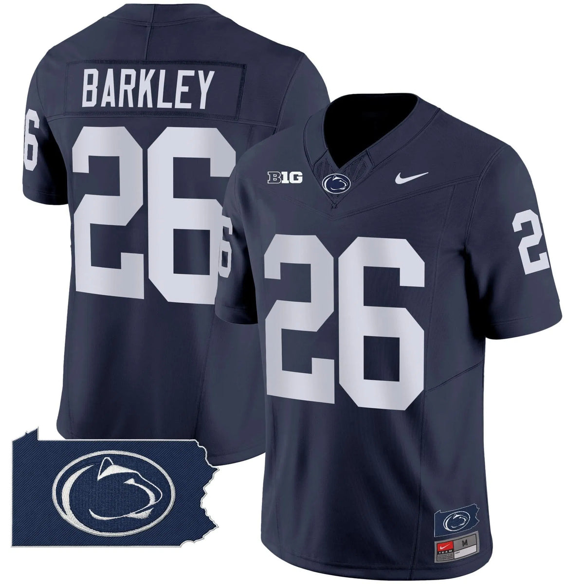 Personalized PSU 2026 Home Patch Vapor Limited Jersey - Navy / Saquon Barkley Stitched