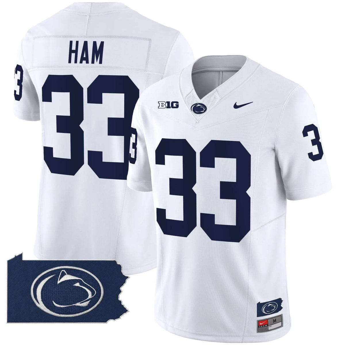 Personalized PSU 2026 Home Patch Vapor Limited Jersey - White / Jack Ham Stitched