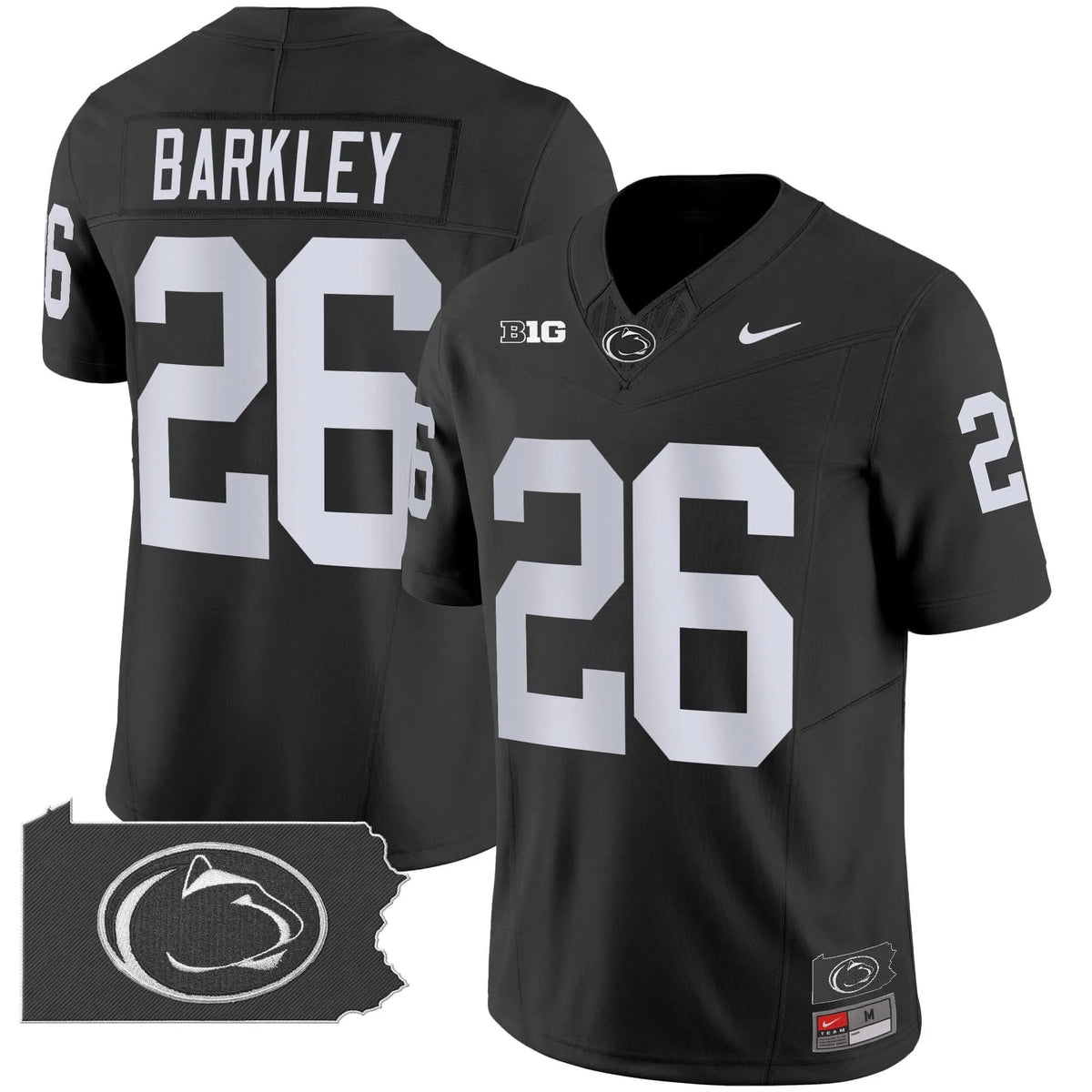 Personalized PSU 2026 Home Patch Vapor Limited Jersey - Black / Saquon Barkley Stitched