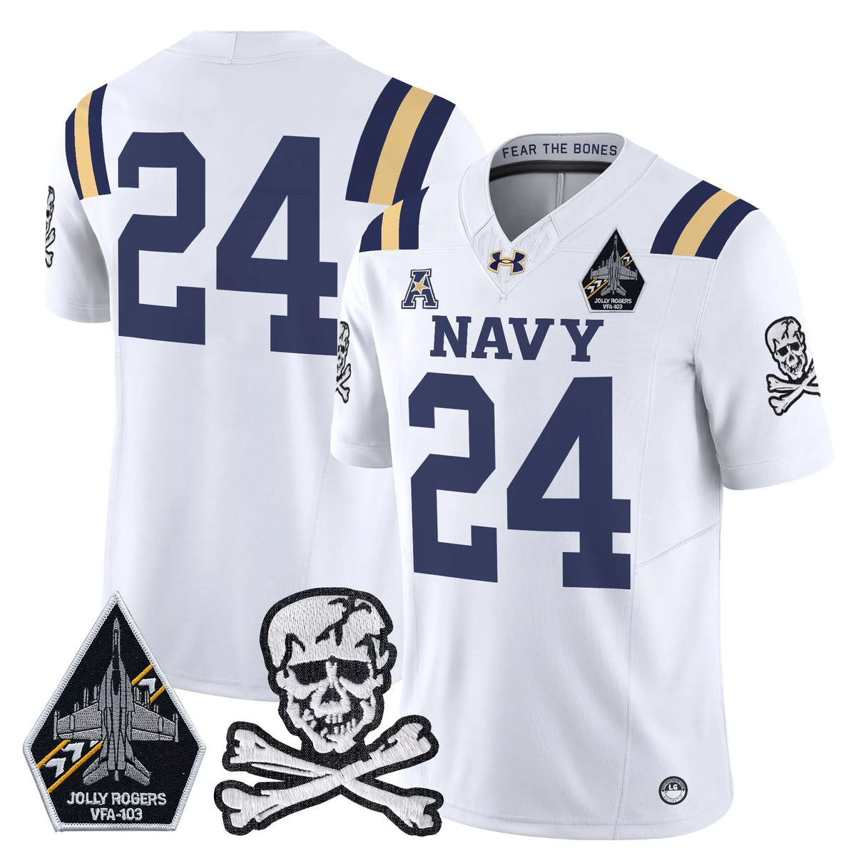 Personalized NM 2026 Vapor Limited Jersey V3 - White / #24 Midshipmen Stitched