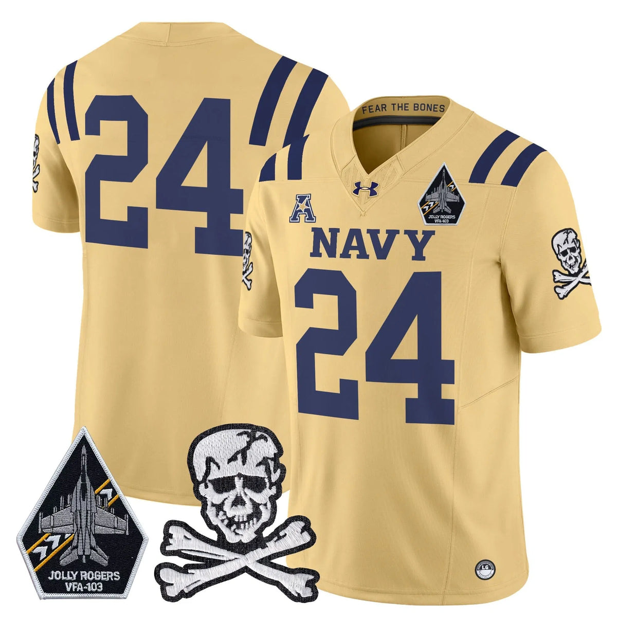 Personalized NM 2026 Vapor Limited Jersey V3 - Gold / #24 Midshipmen Stitched
