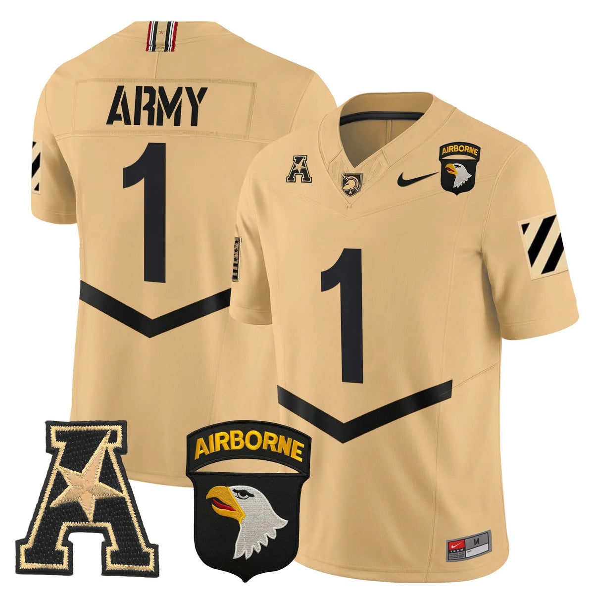 Personalized ABK 101st Airborne Division Patch 2026 Vapor Limited Jersey V3 - Tan / #1 Team Stitched