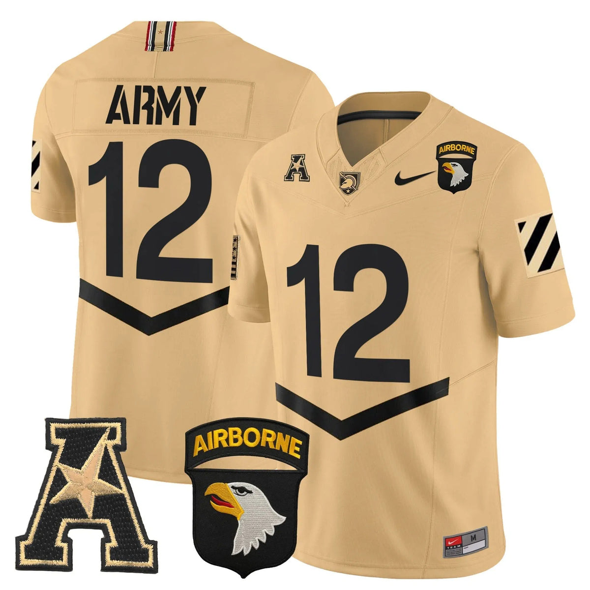 Personalized ABK 101st Airborne Division Patch 2026 Vapor Limited Jersey V3 - Tan / #12th Man Stitched