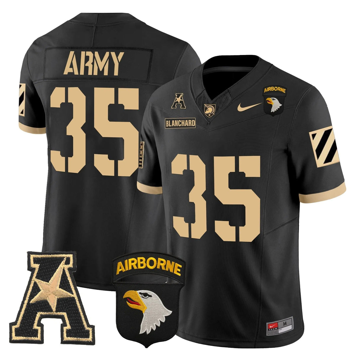 Personalized ABK 101st Airborne Division Patch 2026 Vapor Limited Jersey V3 - Black / Doc Blanchard Stitched