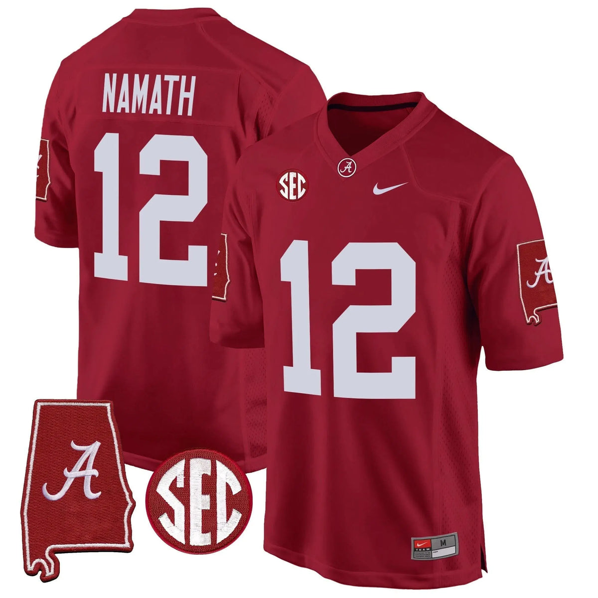 Personalized ACT 2026 Alabama Map Patch Game Jersey - Crimson / Joe Namath Stitched