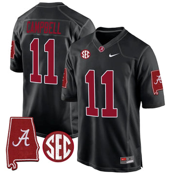 Personalized ACT 2026 Alabama Map Patch Game Jersey - Black / Jihaad Campbell Stitched
