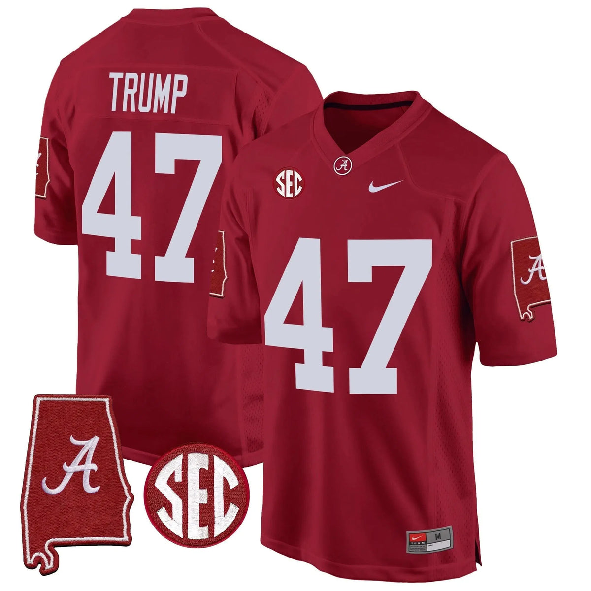 Personalized ACT 2026 Alabama Map Patch Game Jersey - Crimson / Trump Stitched