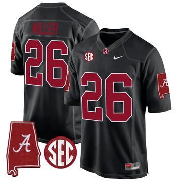 Personalized ACT 2026 Alabama Map Patch Game Jersey - Black / Jam Miller Stitched