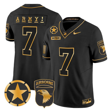 Personalized ABK 101st Airborne Division Patch 2026 Gold Vapor Limited Jersey - Black Gold / #7 Bastogne Stitched