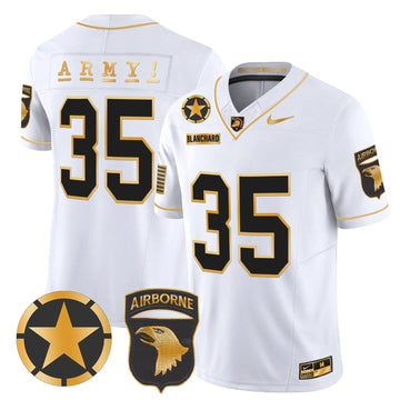 Personalized ABK 101st Airborne Division Patch 2026 Gold Vapor Limited Jersey - White Gold / Doc Blanchard Stitched