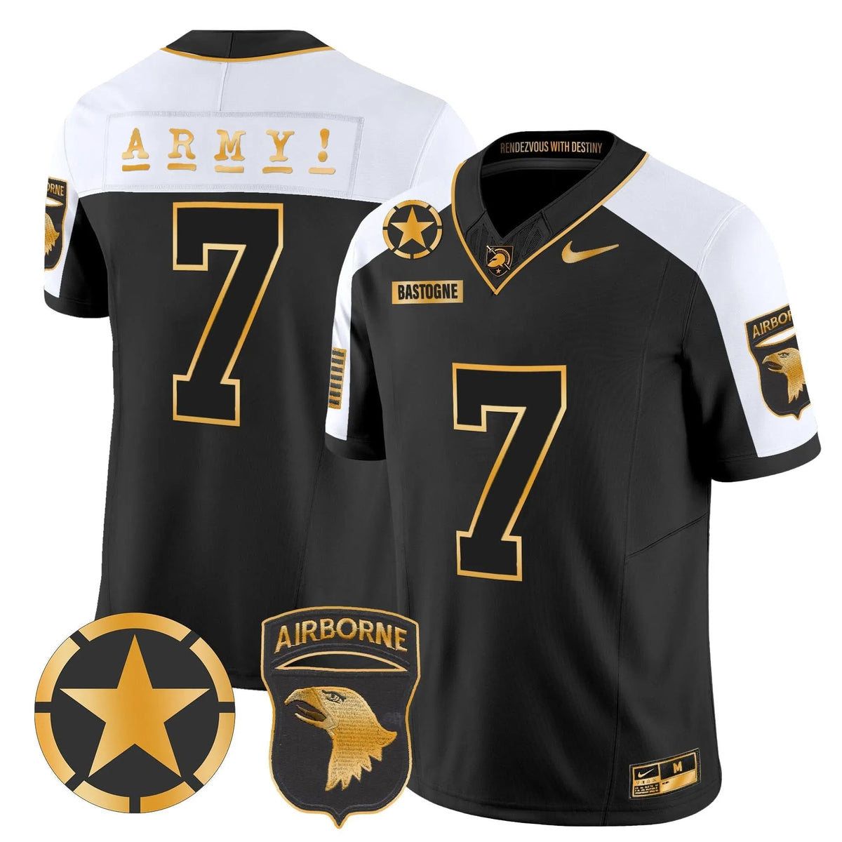 Personalized ABK 101st Airborne Division Patch 2026 Gold Vapor Limited Jersey - Alternate / #7 Bastogne Stitched
