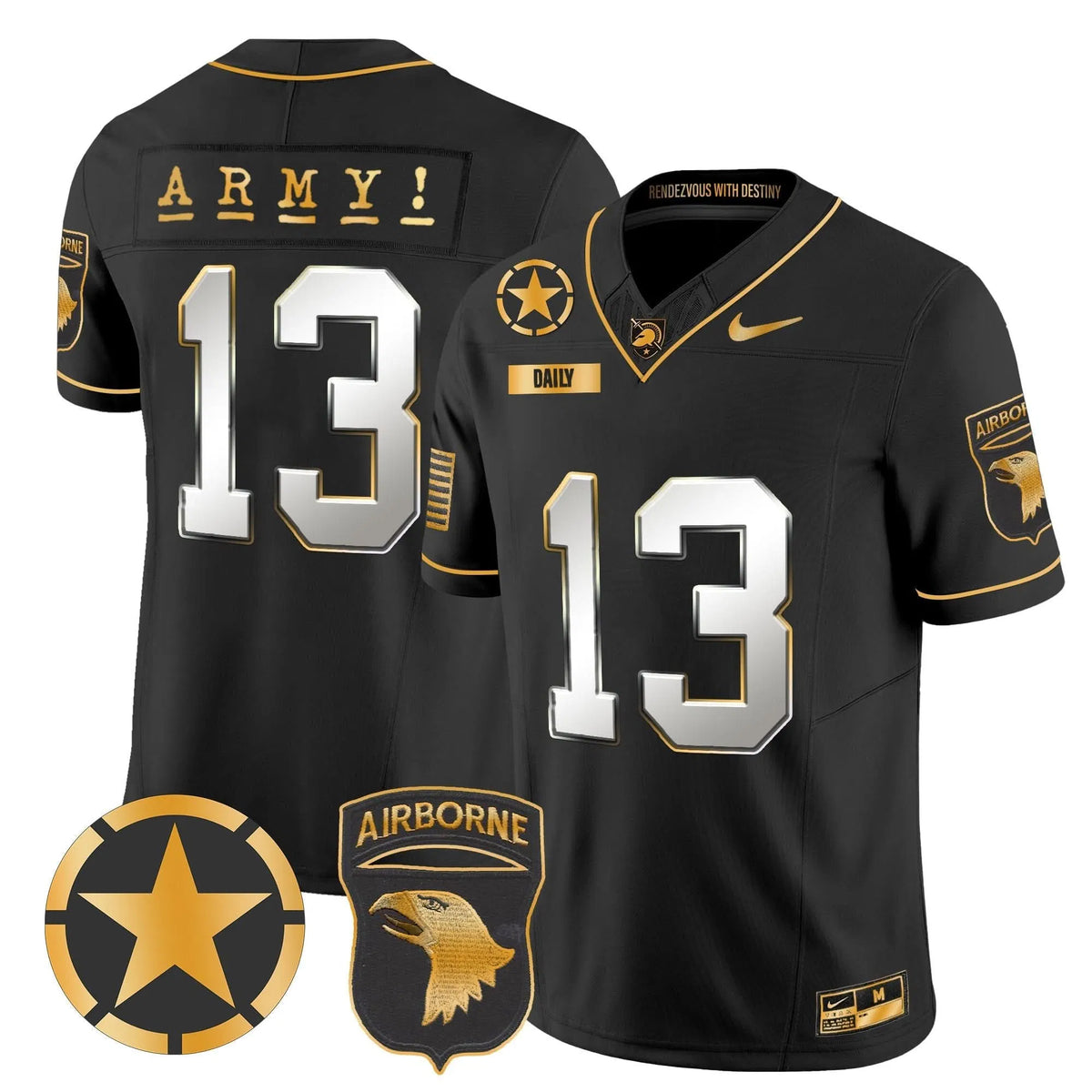 Personalized ABK 101st Airborne Division Patch 2026 Gold Vapor Limited Jersey - Black Limited / Bryson Daily Stitched